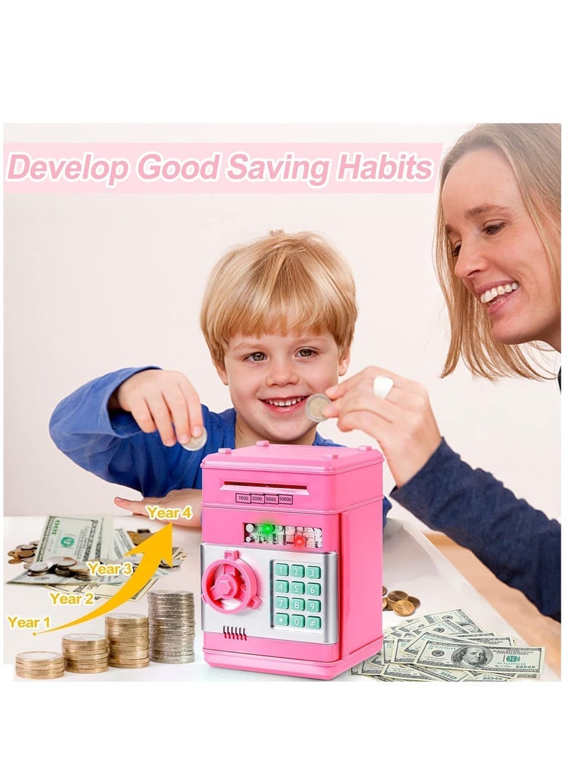 Piggy Bank for Girls 4-11 Years Old,Refasy Kids Safe Bank for Boys Christmas Birthday Gifts Toy for Kids Electronic ATM Money Bank Adults Money Saving Box Safe Coin Bank Toy Kids Toys Pink - Image 2