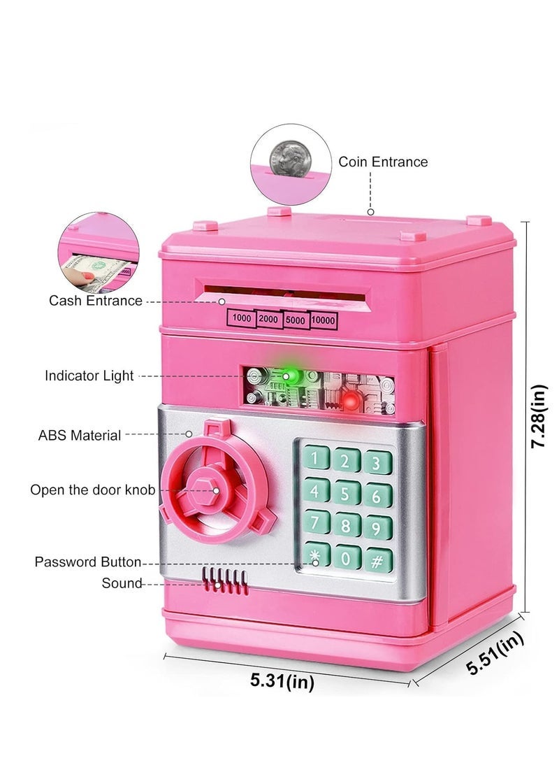 Piggy Bank for Girls 4-11 Years Old,Refasy Kids Safe Bank for Boys Christmas Birthday Gifts Toy for Kids Electronic ATM Money Bank Adults Money Saving Box Safe Coin Bank Toy Kids Toys Pink - Image 3