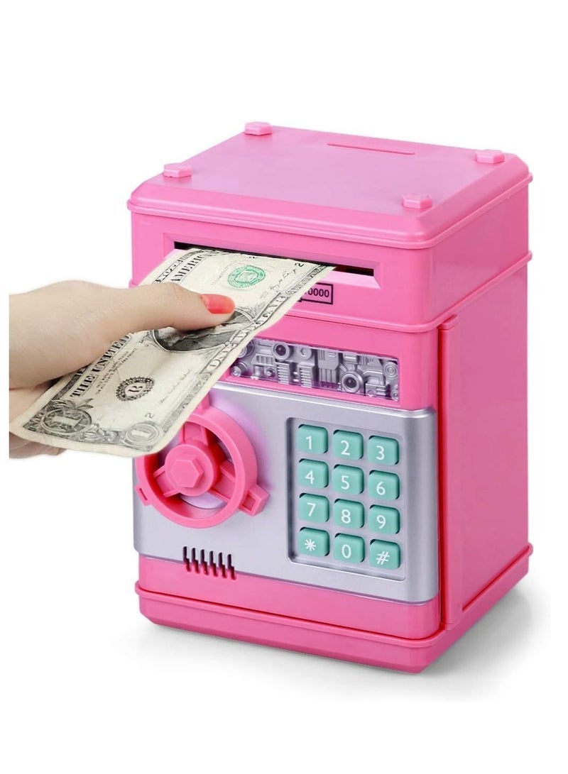 Piggy Bank for Girls 4-11 Years Old,Refasy Kids Safe Bank for Boys Christmas Birthday Gifts Toy for Kids Electronic ATM Money Bank Adults Money Saving Box Safe Coin Bank Toy Kids Toys Pink - Image 1