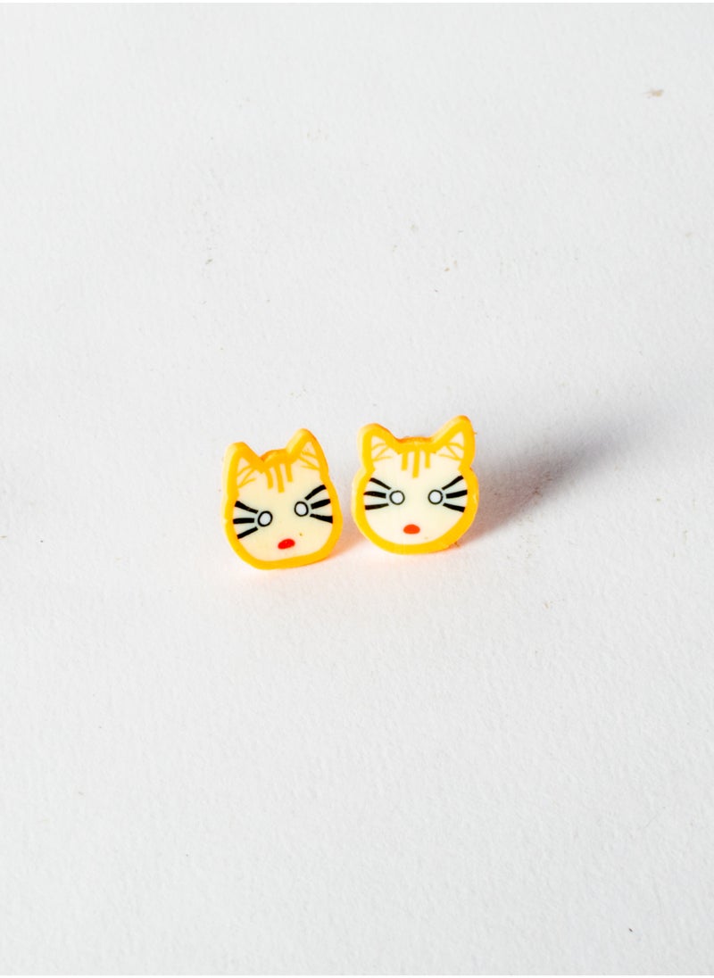 The Black Pearl Accessories Small Silicon Earring for Baby-Premium Quality-  Orange Cat 