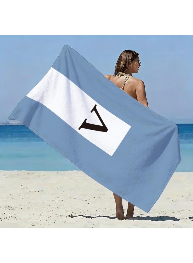 Letter Double-sided Terry Printed Beach Towel Microfiber Adult Swimming Bath Towel Quick-dry