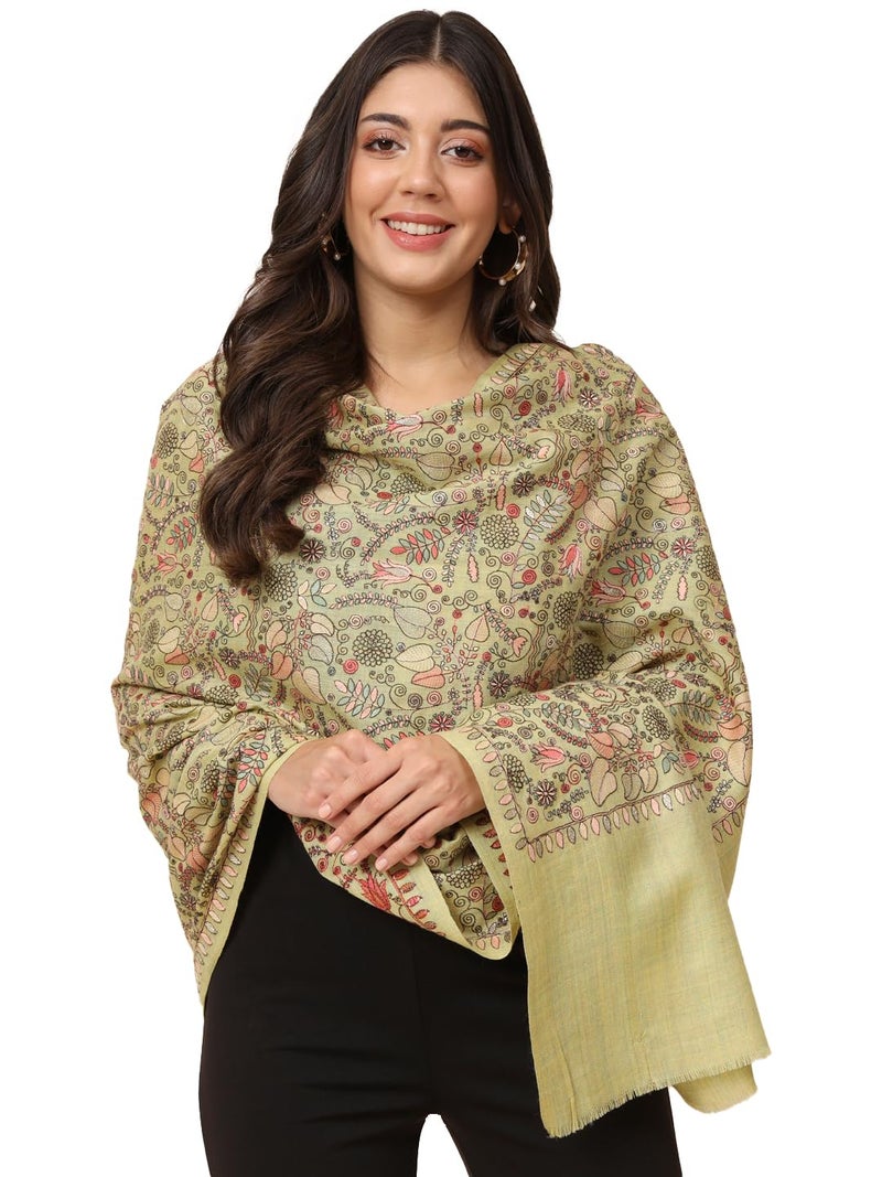 Pashmoda Women Gilkaari Pure Wool Embroidered Shawl (Size 101X203 CM) - Image 1