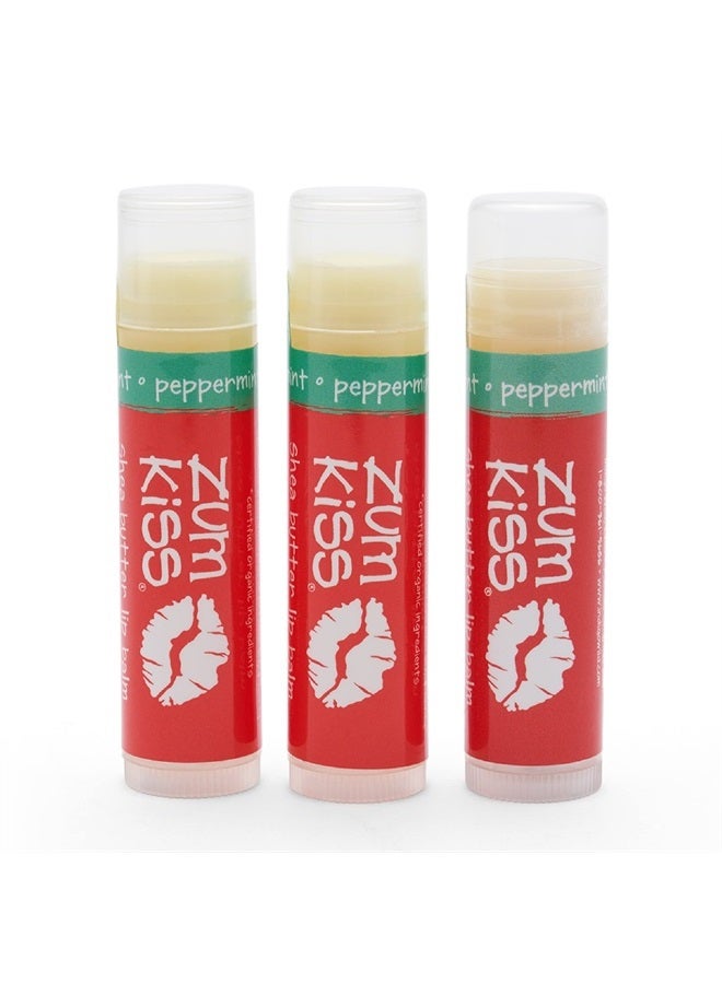 ZUM Peppermint Kiss Stick (Pack of 3) with Certified Organic Sunflower Seed Oil, Beeswax, Shea Butter, Pure Essential Oils, Candelila Wax, Vitamin E and Honey, 0.15 oz - Image 1
