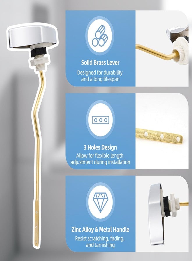 Hibbent Metal Toilet Handle Replacement, Compatible with TOTO THU068#CP Trip Lvr for St743S, Brass Handle Trip Lever, Side Mount Toilet Flush Tank Lever, Chrome - Image 2