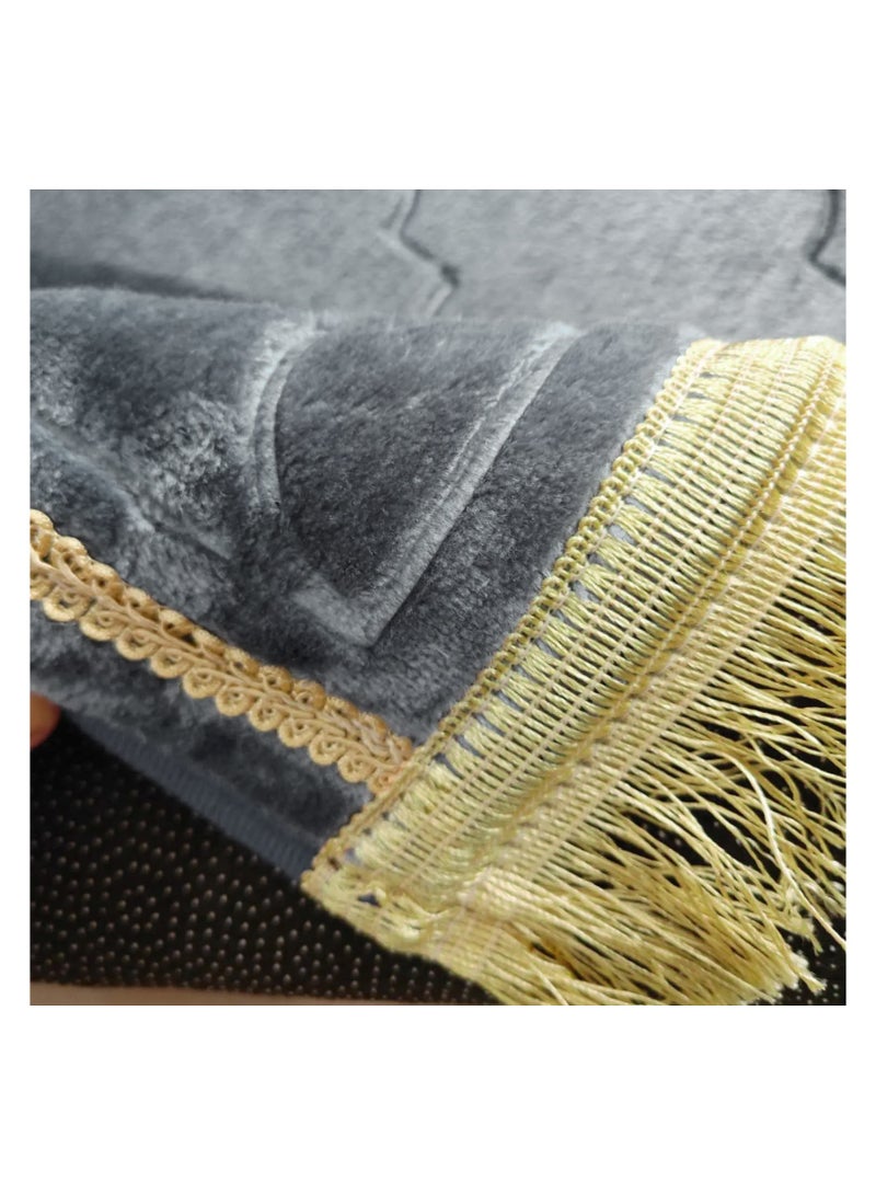 Fabienne Foam Filled Prayer Mat with Prayer Beads 70x110cm Soft, Anti-Skid, Portable and Light-Weight Prayer Rug for Men Women Eid Gift Ramadan Grey  - Image 4