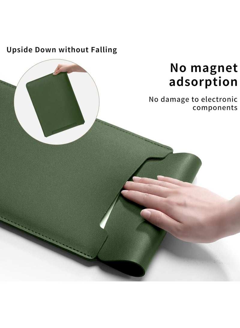 15.6 Inch Laptop Sleeve Case Computer Bag  , PU Bag with Small Case, Green - Image 4