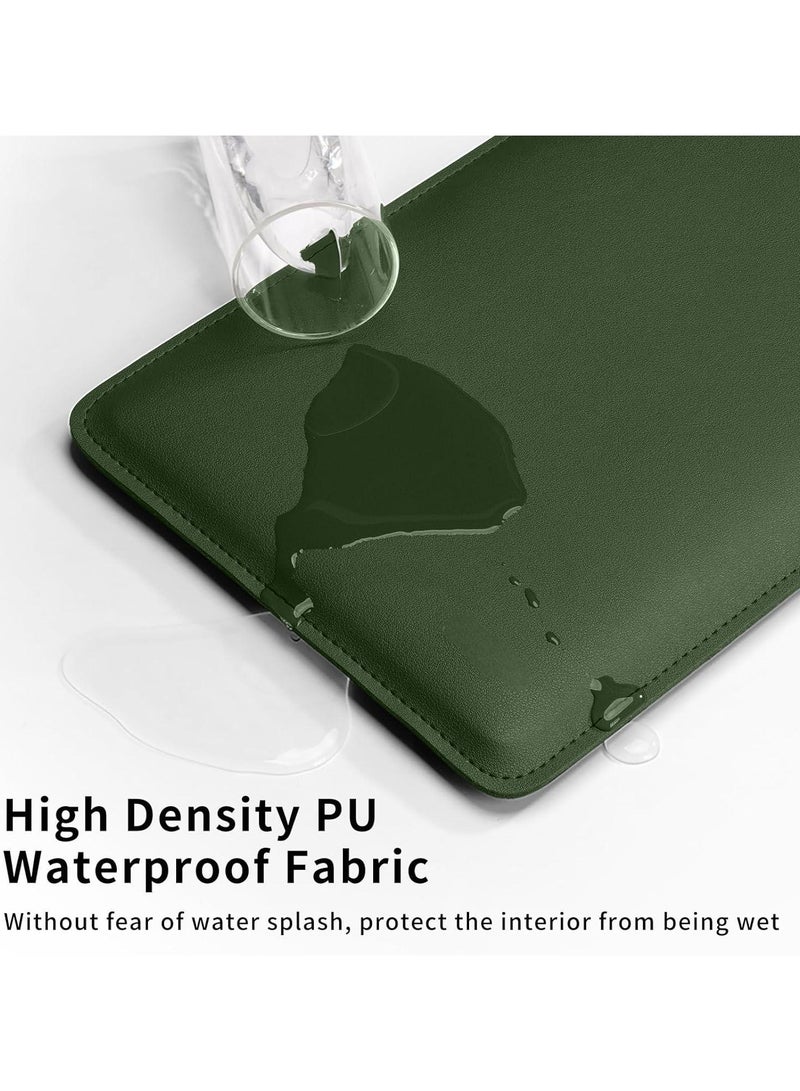 15.6 Inch Laptop Sleeve Case Computer Bag  , PU Bag with Small Case, Green - Image 5