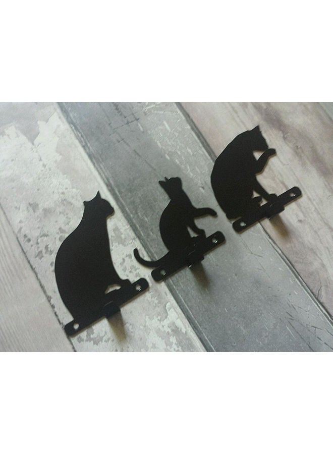 Set Of Three Cat Single Hooks Keys Wall Art - Image 1