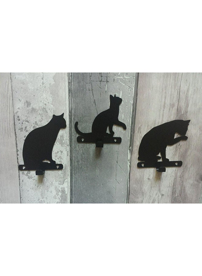 Set Of Three Cat Single Hooks Keys Wall Art - Image 2