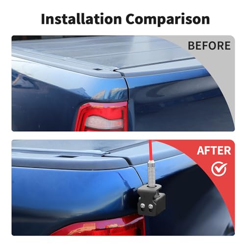 JWWY for RAM Tailgate Antenna Mount Rear Door Antenna Bracket Holder Stand Fit for 2018-2024+Dodge RAM Exterior Accessories Black Left - Image 2