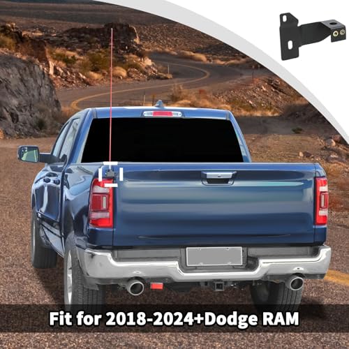 JWWY for RAM Tailgate Antenna Mount Rear Door Antenna Bracket Holder Stand Fit for 2018-2024+Dodge RAM Exterior Accessories Black Left - Image 3