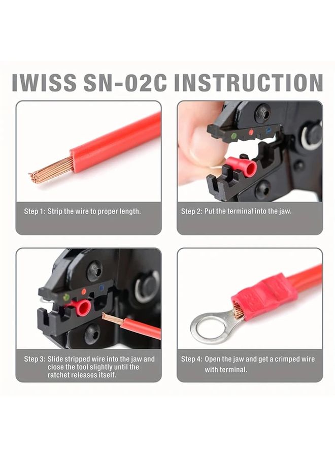 Terminal Crimping Pliers Set With 280pcs Insulated Butt Bullet Spade Fork Ring Connectors SN02C - Image 5