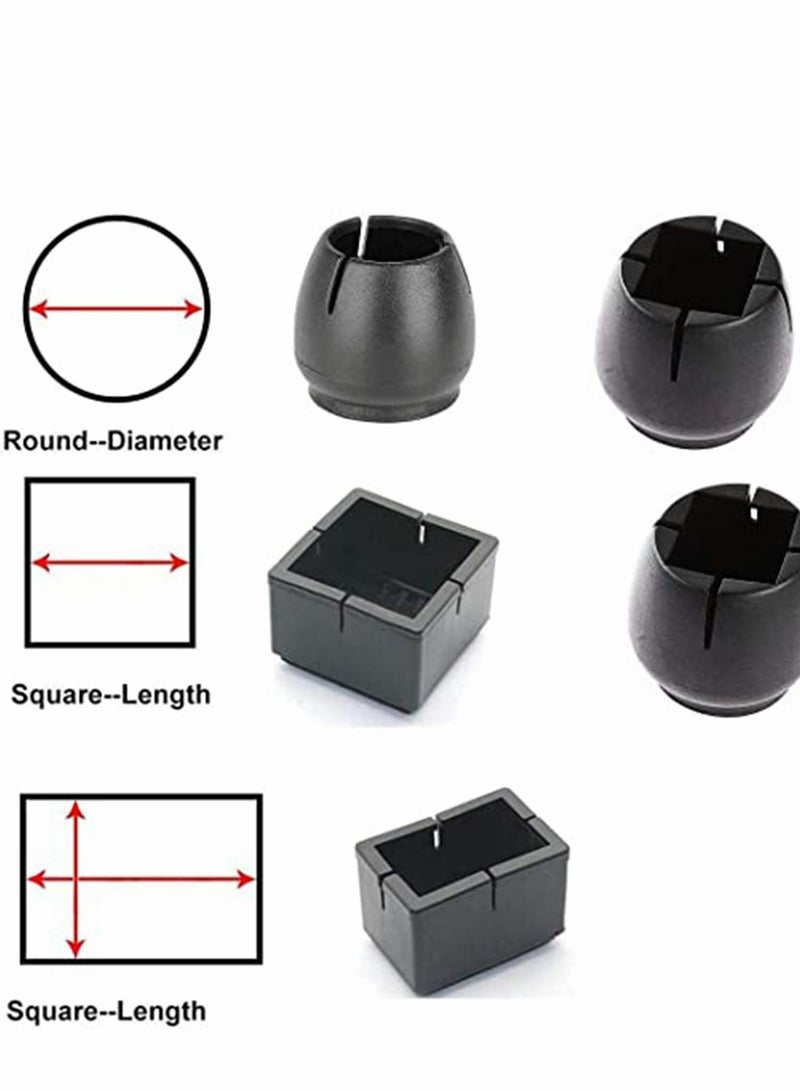 Y&D Furniture Chair Leg Caps 16pcs Silicone Table Foot Cover Hardwood Floor Protector with Felt Suitable Square 25-31mm * 39-48mm - Image 4