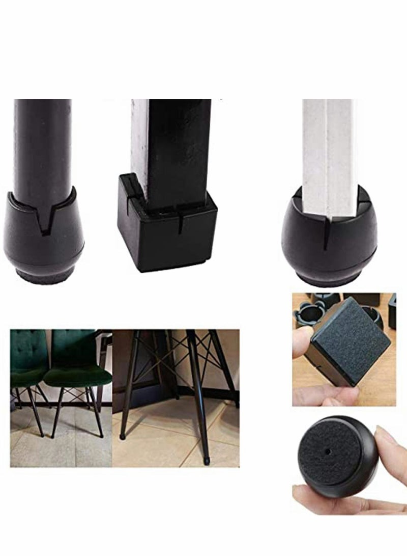 Y&D Furniture Chair Leg Caps 16pcs Silicone Table Foot Cover Hardwood Floor Protector with Felt Suitable Square 25-31mm * 39-48mm - Image 1