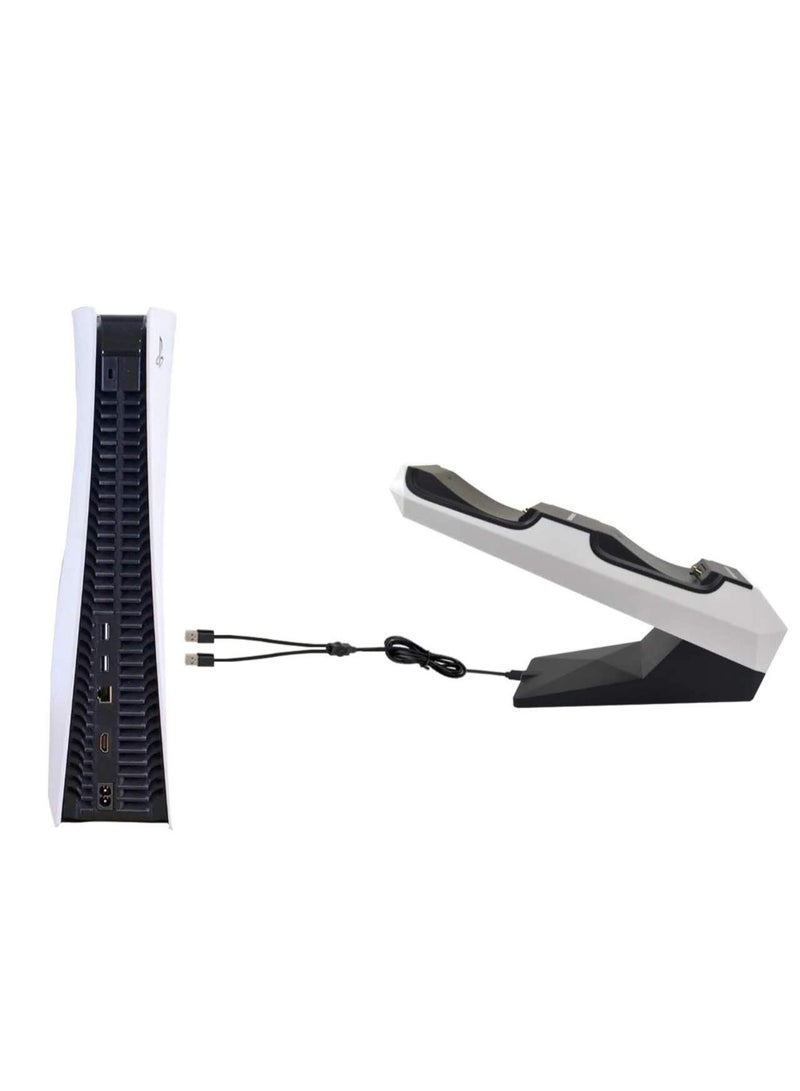 ميمد حامل شحن مزدوج لوحدات التحكم اللاسلكية P5/P5 Slim/P5 Pro مع محول سريع سلكي من البلاستيك المتين - Image 3