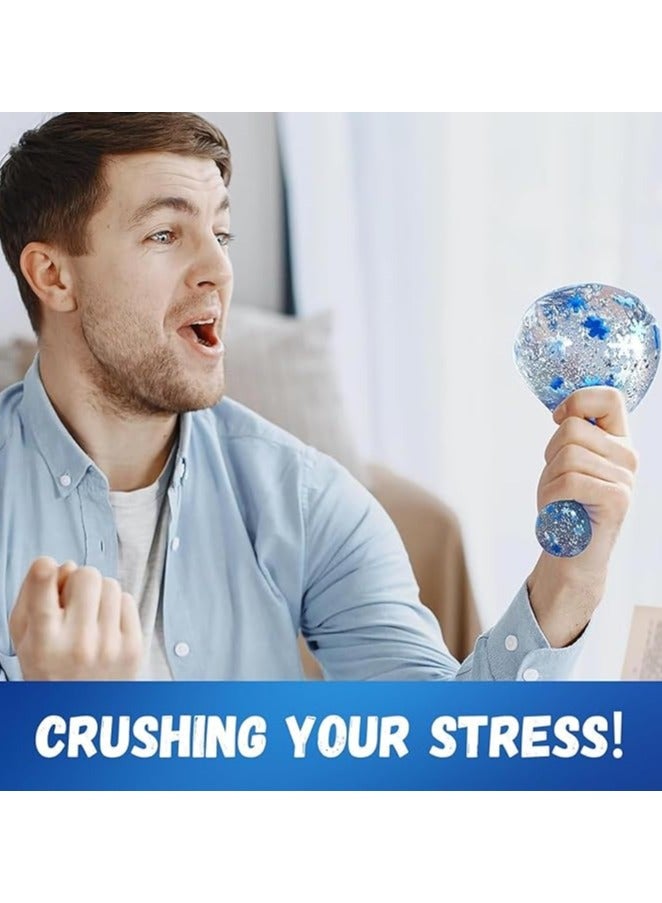4 PCS Ice crystal Cube Stress Balls Sensory Toys, Stretchy Soft Squishy Toys, Hand Exercise Ball, Fidget Toys Stress Relief for Boys, Girls, Kids, Adults(Blue) - Image 5