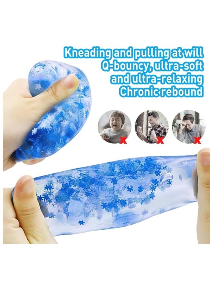 4 PCS Ice crystal Cube Stress Balls Sensory Toys, Stretchy Soft Squishy Toys, Hand Exercise Ball, Fidget Toys Stress Relief for Boys, Girls, Kids, Adults(Blue) - Image 4