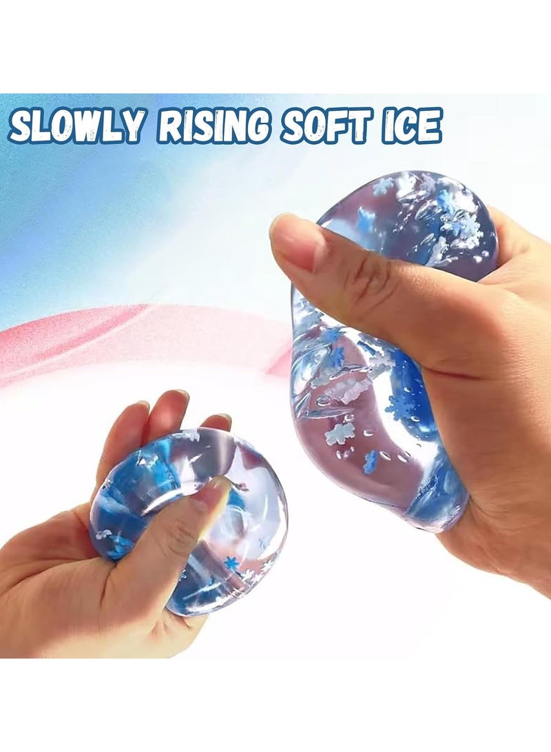 4 PCS Ice crystal Cube Stress Balls Sensory Toys, Stretchy Soft Squishy Toys, Hand Exercise Ball, Fidget Toys Stress Relief for Boys, Girls, Kids, Adults(Blue) - Image 3