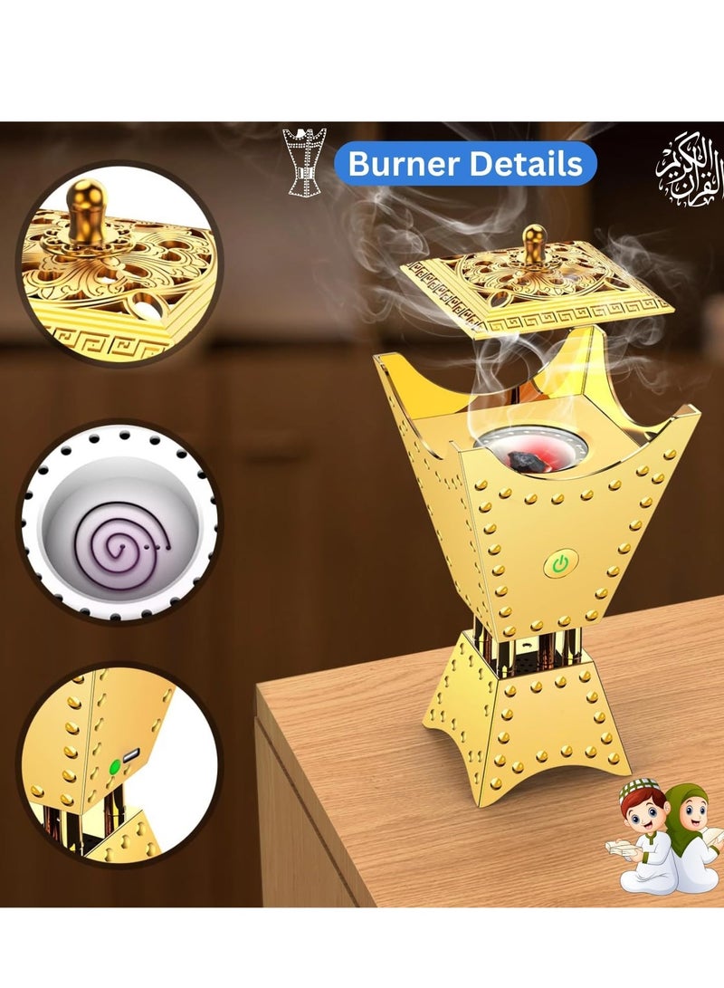 BORTONY Bakhoor Incense Burner Smart Electric Bakhoor Burner with Bluetooth Quran Speaker Rechargeable Aroma Diffuser, Middle Eastern Style Tabletop Electric Bakhoor Burner App/Remote Control - Image 2