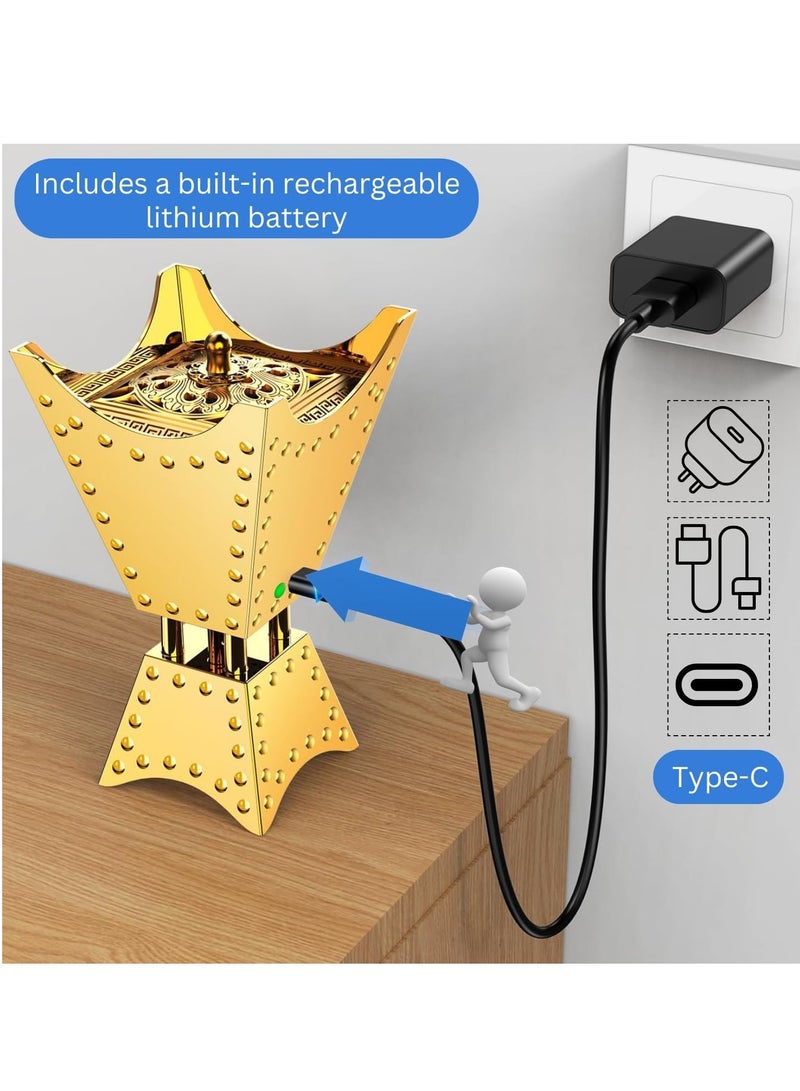 BORTONY Bakhoor Incense Burner Smart Electric Bakhoor Burner with Bluetooth Quran Speaker Rechargeable Aroma Diffuser, Middle Eastern Style Tabletop Electric Bakhoor Burner App/Remote Control - Image 4
