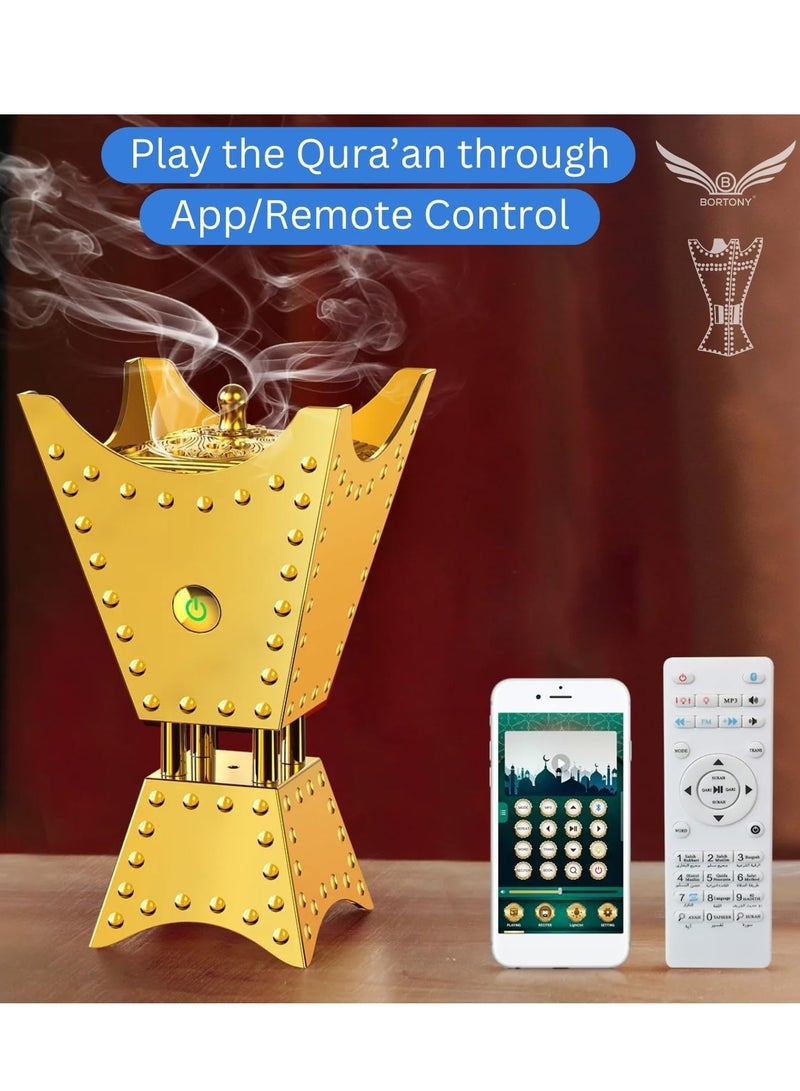 BORTONY Bakhoor Incense Burner Smart Electric Bakhoor Burner with Bluetooth Quran Speaker Rechargeable Aroma Diffuser, Middle Eastern Style Tabletop Electric Bakhoor Burner App/Remote Control - Image 3