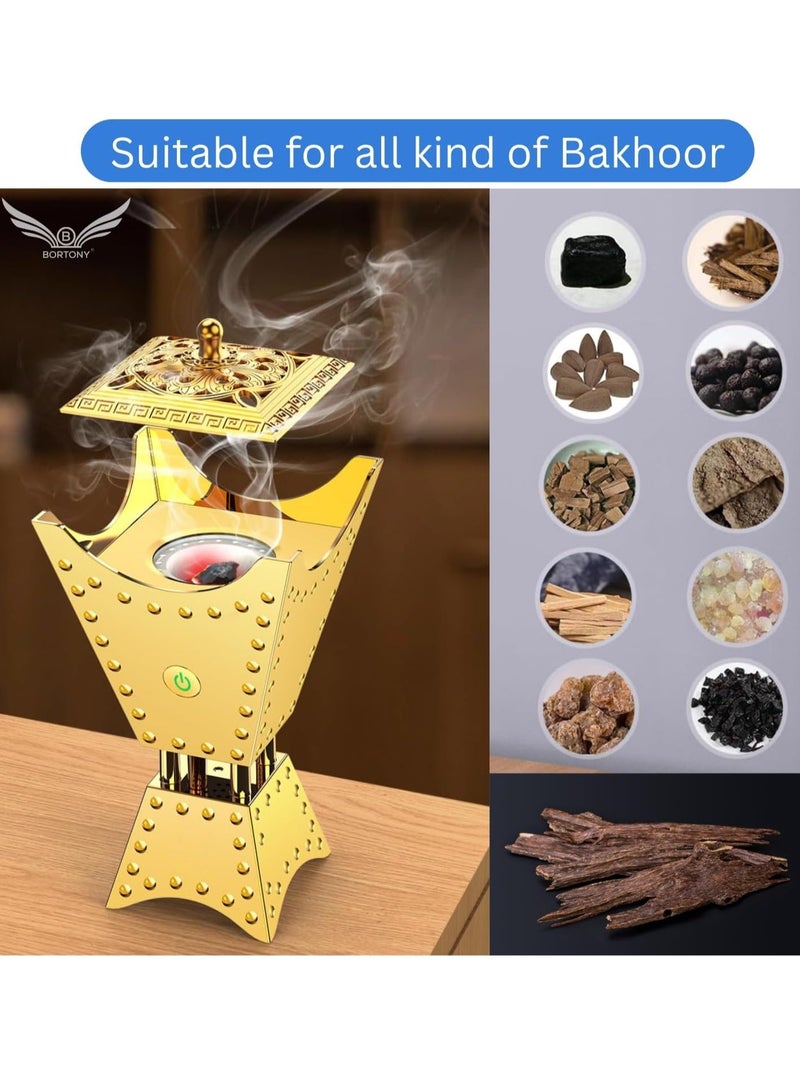 BORTONY Bakhoor Incense Burner Smart Electric Bakhoor Burner with Bluetooth Quran Speaker Rechargeable Aroma Diffuser, Middle Eastern Style Tabletop Electric Bakhoor Burner App/Remote Control - Image 5