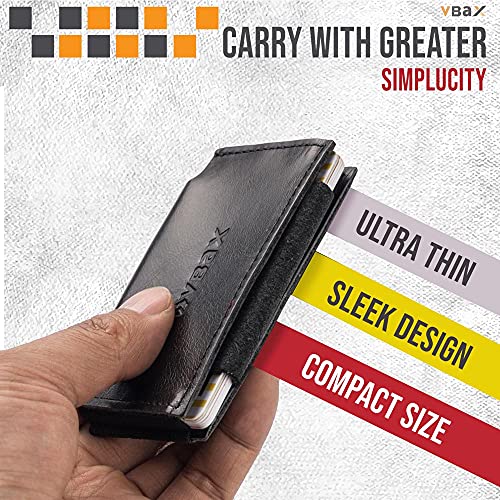 VBAX Slim Leather Wallet for Men & Women – Minimalist Front Pocket Credit Card Holder with Hidden Secret Pockets, Compact Design Fits 10 Cards & Cash – Premium Handcrafted Black Leather Finish - Image 5