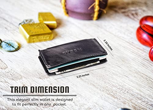 VBAX Slim Leather Wallet for Men & Women – Minimalist Front Pocket Credit Card Holder with Hidden Secret Pockets, Compact Design Fits 10 Cards & Cash – Premium Handcrafted Black Leather Finish - Image 4