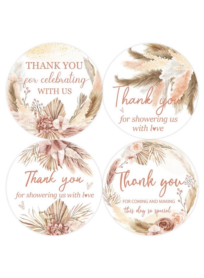 Cheereveal 48PCS Pampas Grass Thank You Stickers, Boho Pampas Baby Shower Decorations, Bohemian Boho Bridal Shower, Birthday Party Favors - Image 1