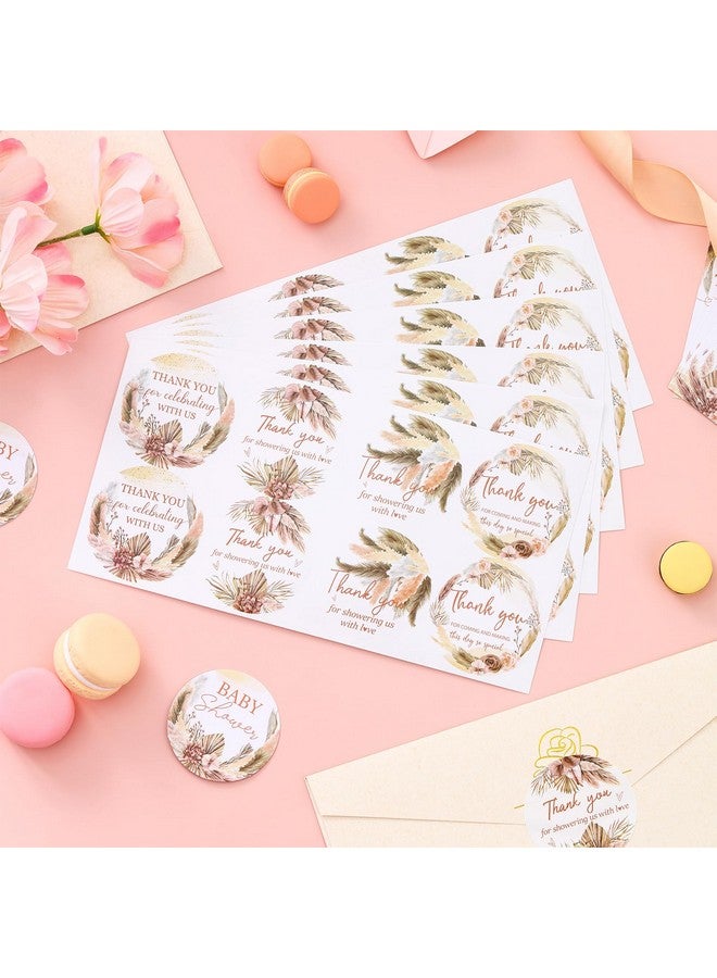 Cheereveal 48PCS Pampas Grass Thank You Stickers, Boho Pampas Baby Shower Decorations, Bohemian Boho Bridal Shower, Birthday Party Favors - Image 2