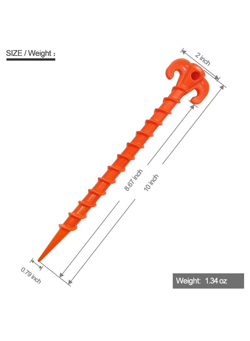 Excefore Beach Tent Stakes, Canopy Anchors Canopy Stakes, Heavy Duty Screw Shape 10 inch - 8 Pack Orange - Image 2