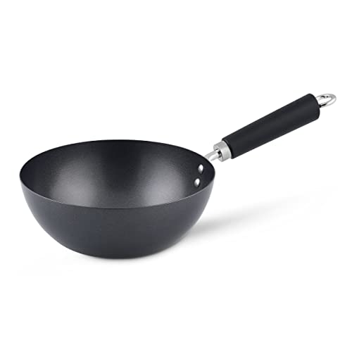 Ken Hom Premium Carbon Steel Non-Stick Mini Wok, 20 cm – Lightweight Flat Base Wok, Induction Safe, Dishwasher Safe, Phenolic Handle, Asian Cooking Essential with 2-Year Guarantee - Image 1
