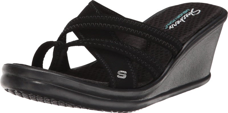 Skechers Women's Cali Rumblers-Young at Heart Wedge Sandal, Black, 5.5 M US - Image 5