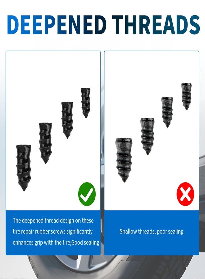 Figpade 60PCS Heavy Duty Tire Plugs Kit with Screwdriver,4 Size Deep Threads Screw in Tire Plugs for Quick Puncture Repair,Professional Tires Repair Rubber Nail Kit for Car,Truck,SUV - Image 5
