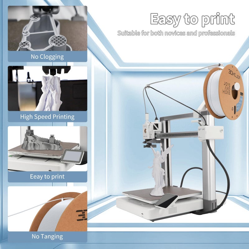 3DHoJor 3D Printing Filament High-Speed PLA Filament 1.75mm 300mm/s 1kg Cardboard Spool Dimensional Accuracy +/- 0.03 mm Fit Most 3D FDM Printer-Cold White - Image 3
