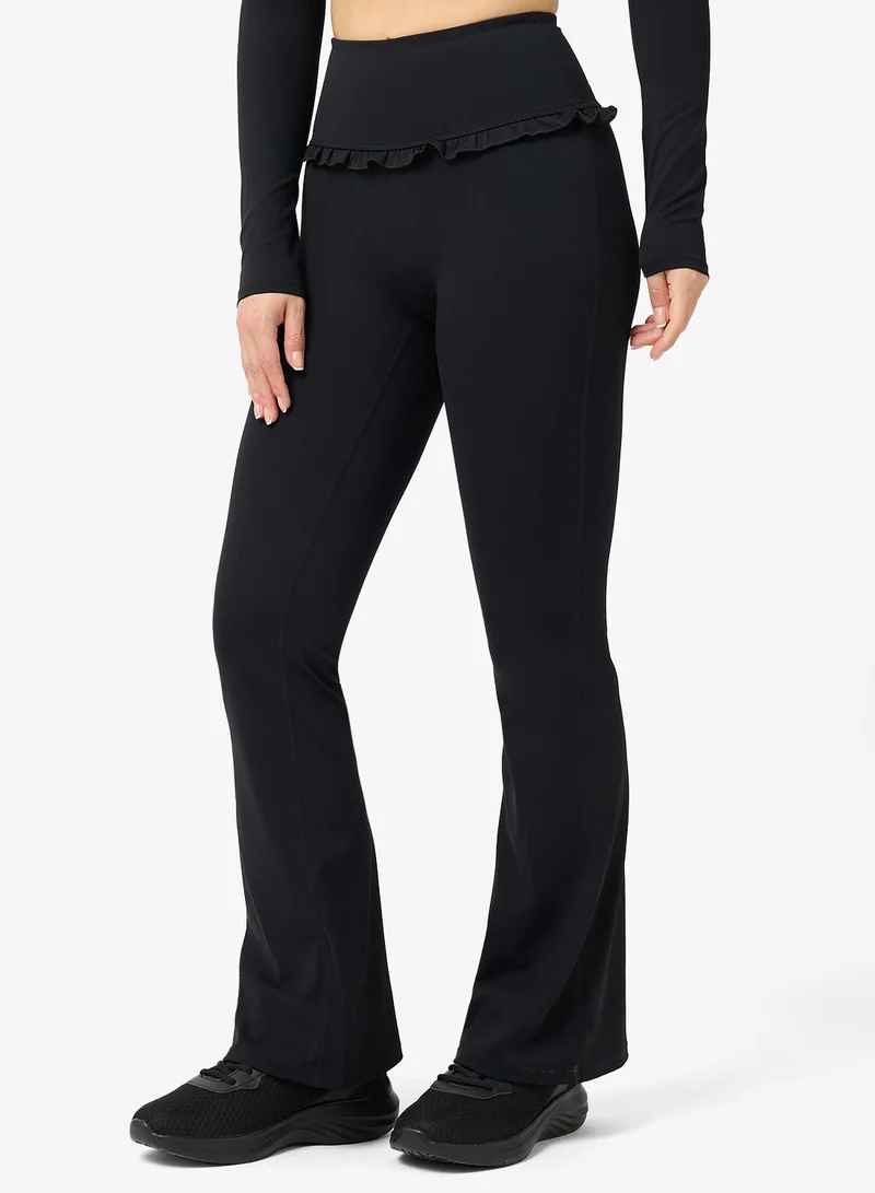 FRWD  Soft Touch Square Neck Frill Detail Top & Flared Legging Set for Women | Best Price UAE