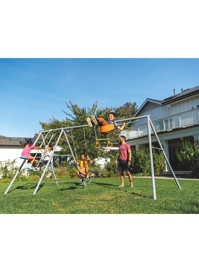 INTEX Swing And Glide Four Feature Grey Swing Set With Trapeze Bar  - Image 2