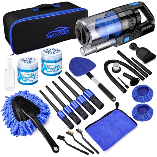 17pcs Car Detailing Kit Interior Cleaner Car Interior Cleaning Kit with Handheld Car Vacuum Car Detailing Brushes Windshield Cleaning Tool Car Cleaning Supplies Car Accessories for Men Women