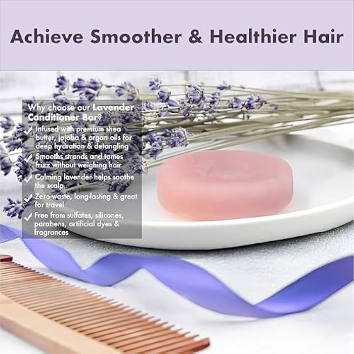 Lavender Shampoo and Conditioner Bar Set – Eco-Friendly, Vegan, Sulfate & Palm-Oil Free – Argan and Shea Oils for Hydration and Curl Definition – Travel-Friendly Packaging - Image 3