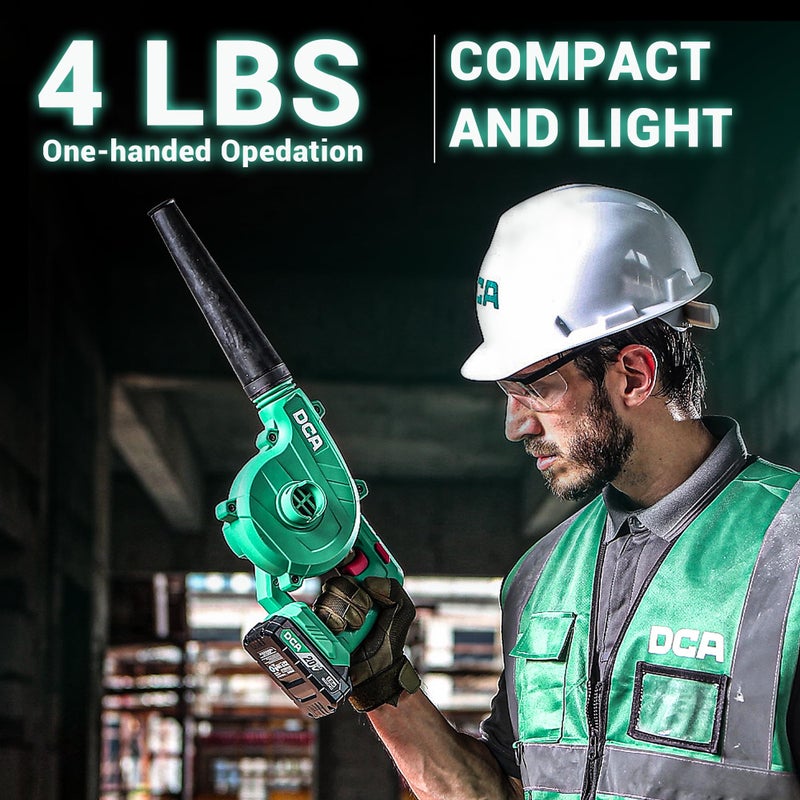 DCA 20V Brushless Blower Cordless Mini Hand Electric Vacuum,Lightweight Sweeper Vacuum with 2 Battery,Portable for Lawn Care/Dust/Pet Hair/Dust/Small Trash - Image 5