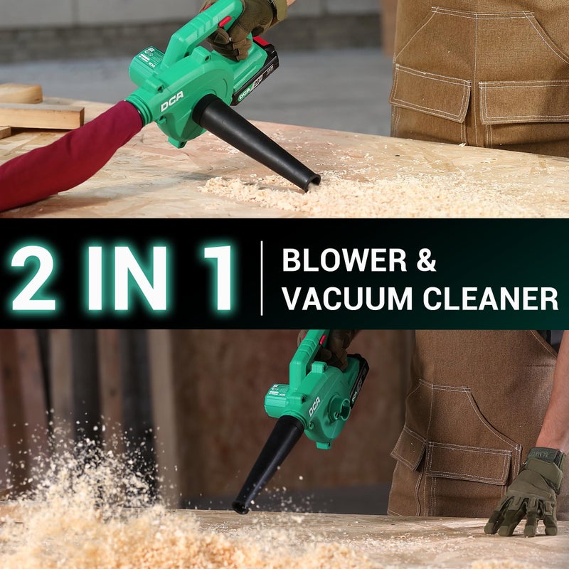 DCA 20V Brushless Blower Cordless Mini Hand Electric Vacuum,Lightweight Sweeper Vacuum with 2 Battery,Portable for Lawn Care/Dust/Pet Hair/Dust/Small Trash - Image 3