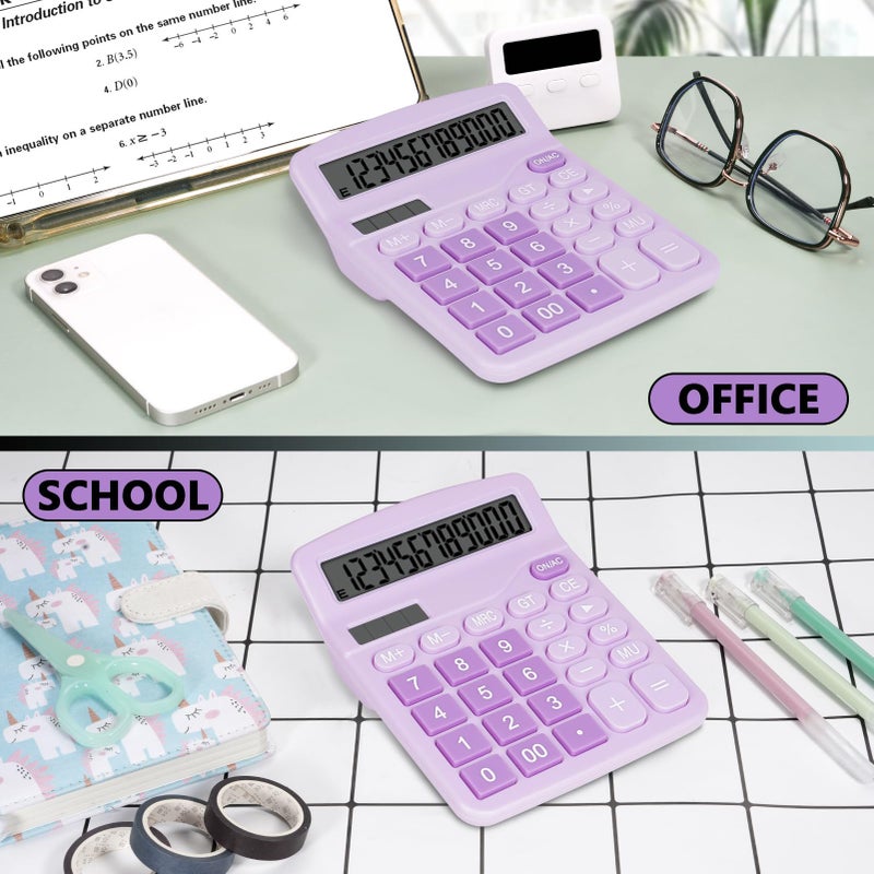 Desktop Calculator Purple: 12-Digit 4-Inch Large Display, Ergonomic Large Buttons - Dual Power Source, Slim Compact Design for Office, School, Teachers & Professionals - Image 5