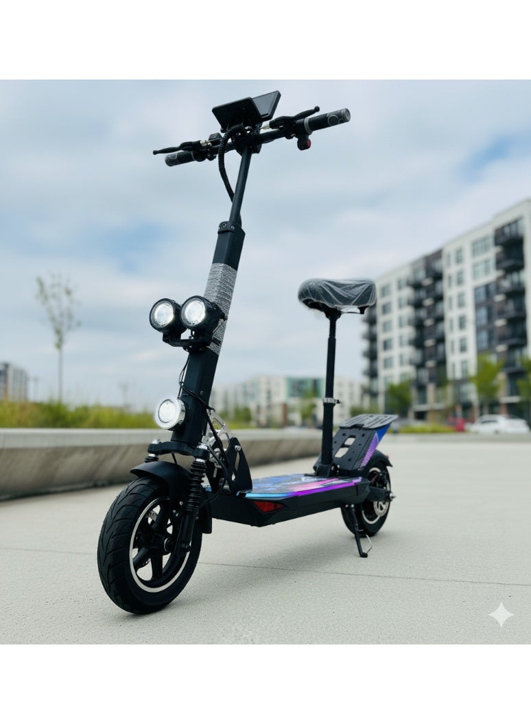 وينر سكاي سكوتر كهربائي W-5 بقوة 2000 واط – قابل للطي مع مقعد، مكبر صوت بلوتوث، أضواء ملونة، هدية خوذة وسترة أمان - Image 2