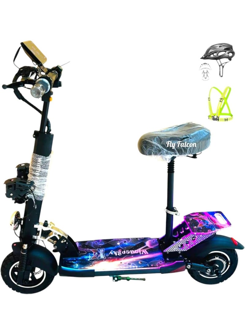 وينر سكاي سكوتر كهربائي W-5 بقوة 2000 واط – قابل للطي مع مقعد، مكبر صوت بلوتوث، أضواء ملونة، هدية خوذة وسترة أمان - Image 1