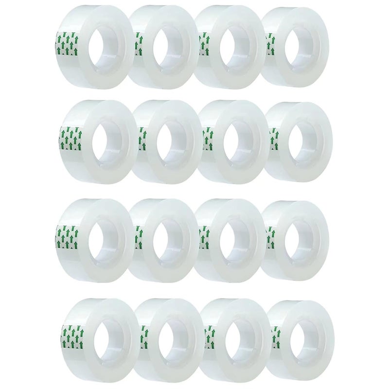 MJUNM 16 Rolls Transparent Tape, Clear Tape Refills for Dispenser, Tear by Hand, 3/4-Inch Clear Tape Refill Roll for Gift Wrapping,Office, Home, School - Image 1