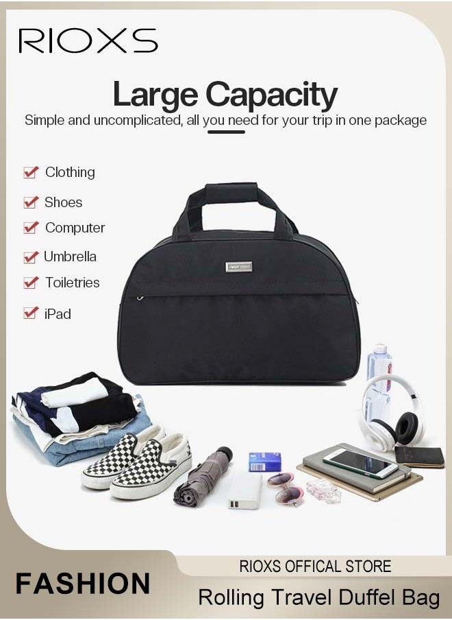 RIOXS Luggage Trolley Bag,Rolling Travel Duffel Bag,Canvas Travel Bag With Wheels And Detachable Straps,Carry On Luggage Rolling Suitcase,Portable Wheeled Duffel Travel Bag  - Image 4