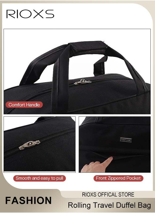 RIOXS Luggage Trolley Bag,Rolling Travel Duffel Bag,Canvas Travel Bag With Wheels And Detachable Straps,Carry On Luggage Rolling Suitcase,Portable Wheeled Duffel Travel Bag  - Image 5