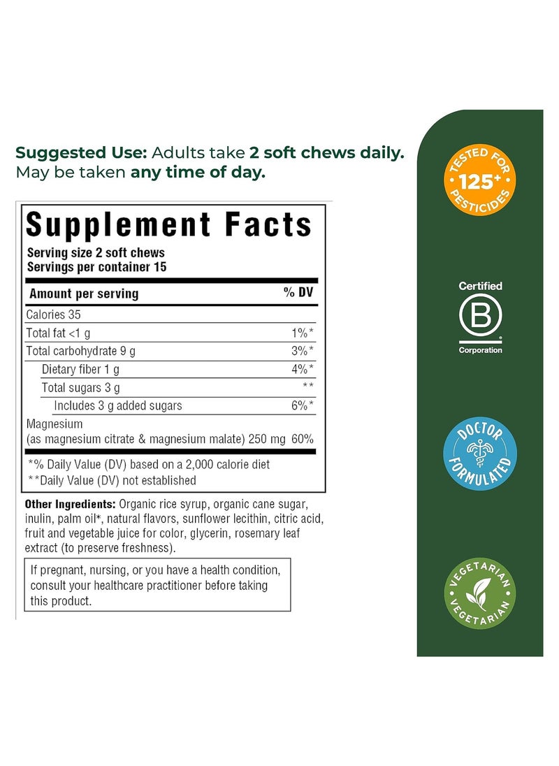 MegaFood - MegaFood Magnesium - Supports Nerve and Muscle Function - Mineral Supplement with Spinach - Vegan, Gluten-Free, and Made without Dairy (30 Chews, Magnesium Grape) - Image 1