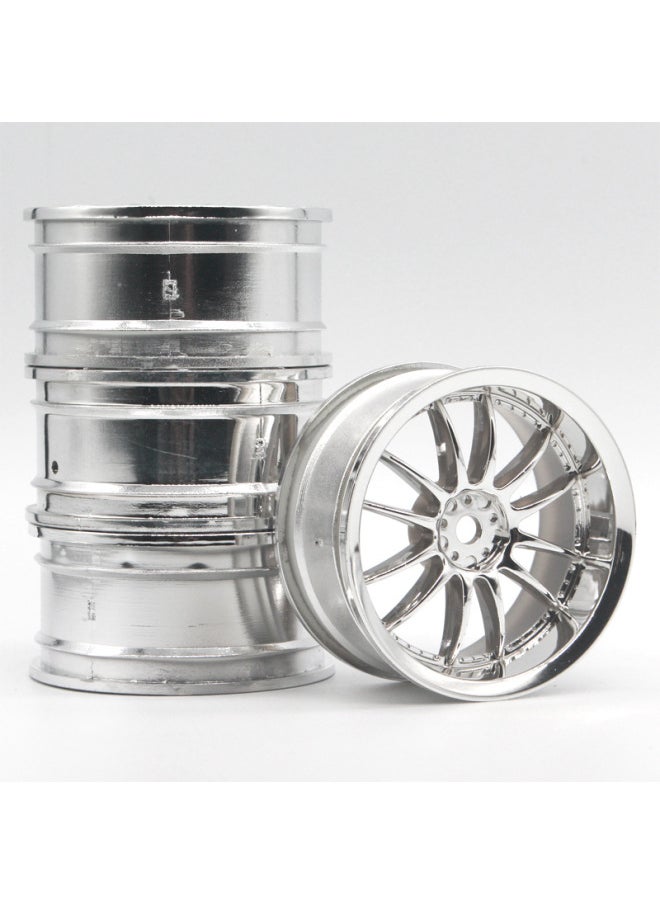 Generic - 1:10 Flat Running Wheel Hub MoDel Car Drift Wheel Frame Oil AnD Electricity Rv Drift Racing Competition HSP Sakura D3D4-Color:Electroplated Silver - Image 1
