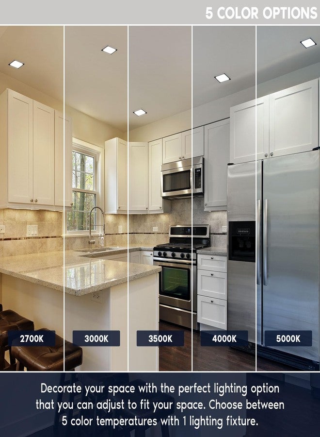 LUXRITE مصباح سقف LED رفيع مربع الشكل من LUXRITE مقاس 9 بوصات، بقوة 18 واط وشدة إضاءة 1250 لومن، وخمس درجات حرارة لونية (2700 كلفن، 3000 كلفن، 3500 كلفن، 4000 كلفن، 5000 كلفن)، قابل للتعتيم، مقاوم للماء، حاصل على شهادة Energy Star، ومدرج في قائمة ETL - أسود (عبوة من قطعتين) - Image 2